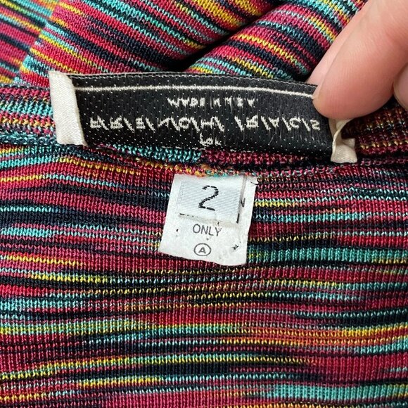 Brenda French Rags Buttoned Stretch Knit Cardigan Sweater Multicolor Size 2 M/L - Picture 7 of 8